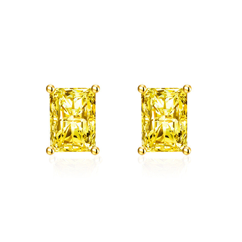 Women's Silver Needle Square Earrings