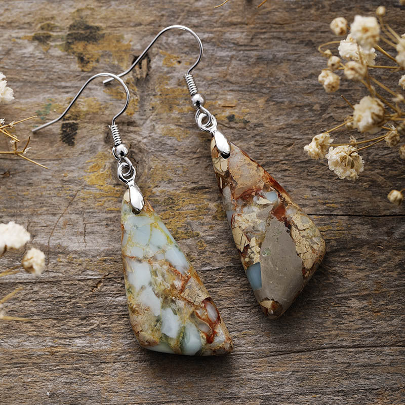 Natural Stone Triangle Earrings