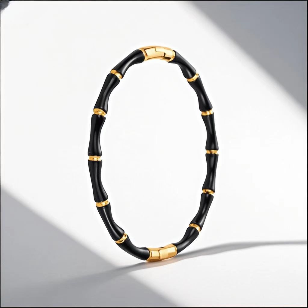 Stainless Steel Colorfast Handmade Colored Bamboo Bracelet