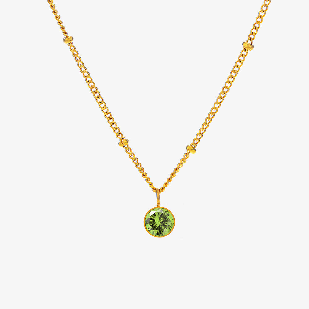 Birth Stones Titanium Steel Necklace