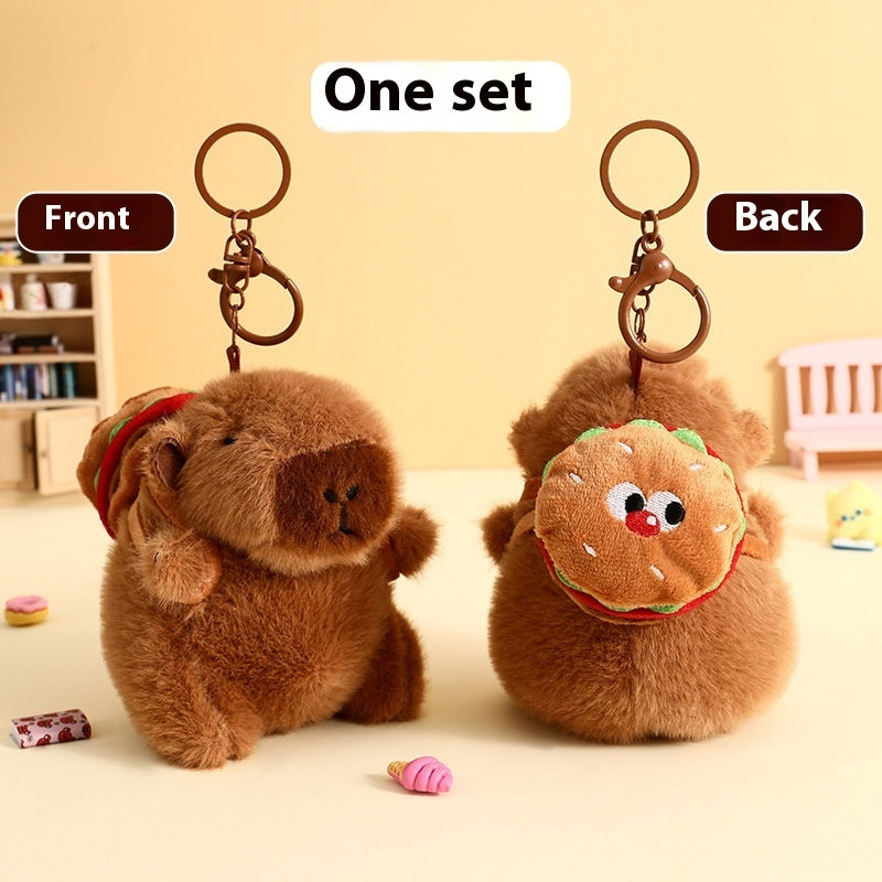 Cute Cartoon Plush Foodie Small Capybara Creative Keychain
