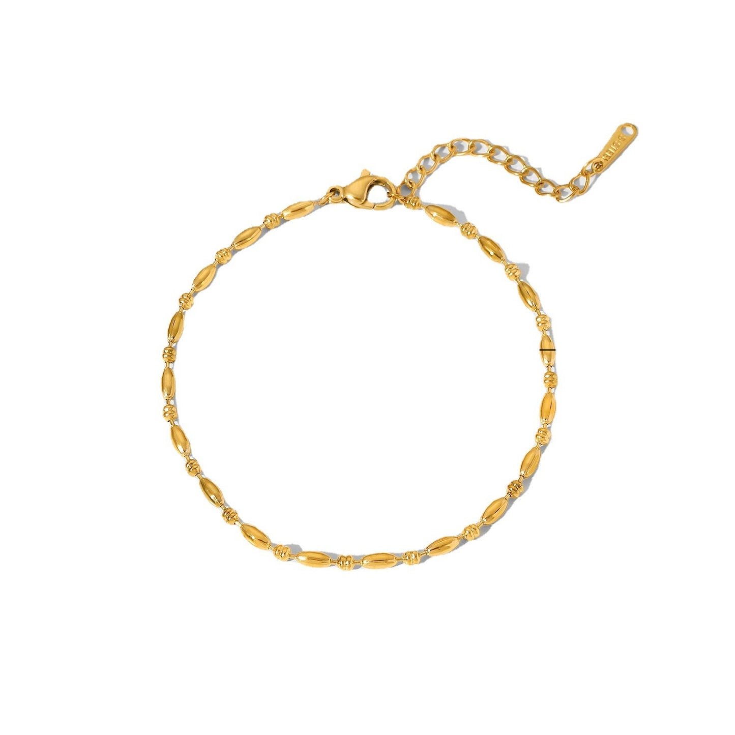 Women's Bracelet 18K Gold Oval Bead Bracelet