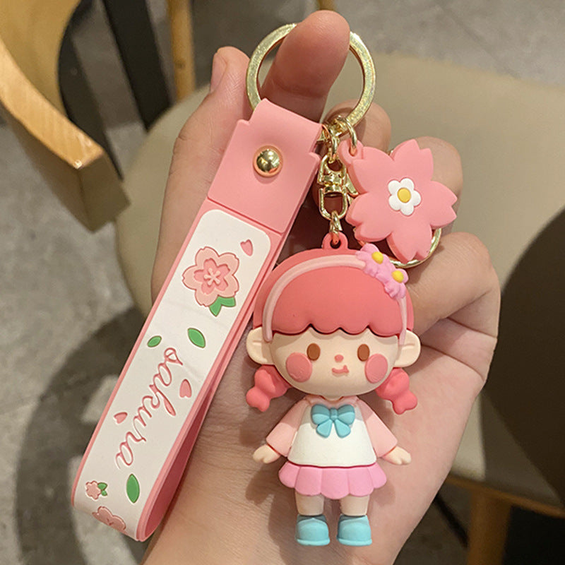 Cute Cherry Blossom Girl Doll Key Chains