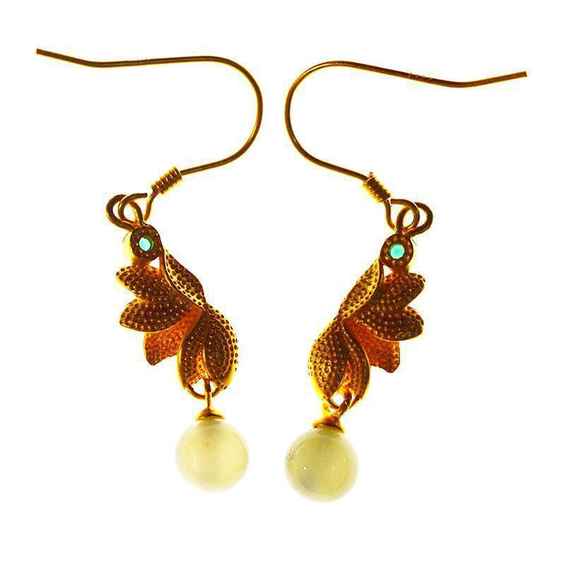Mosaic Jade Ball Bead Antique Chinese Style Silver Ear Studs Earrings