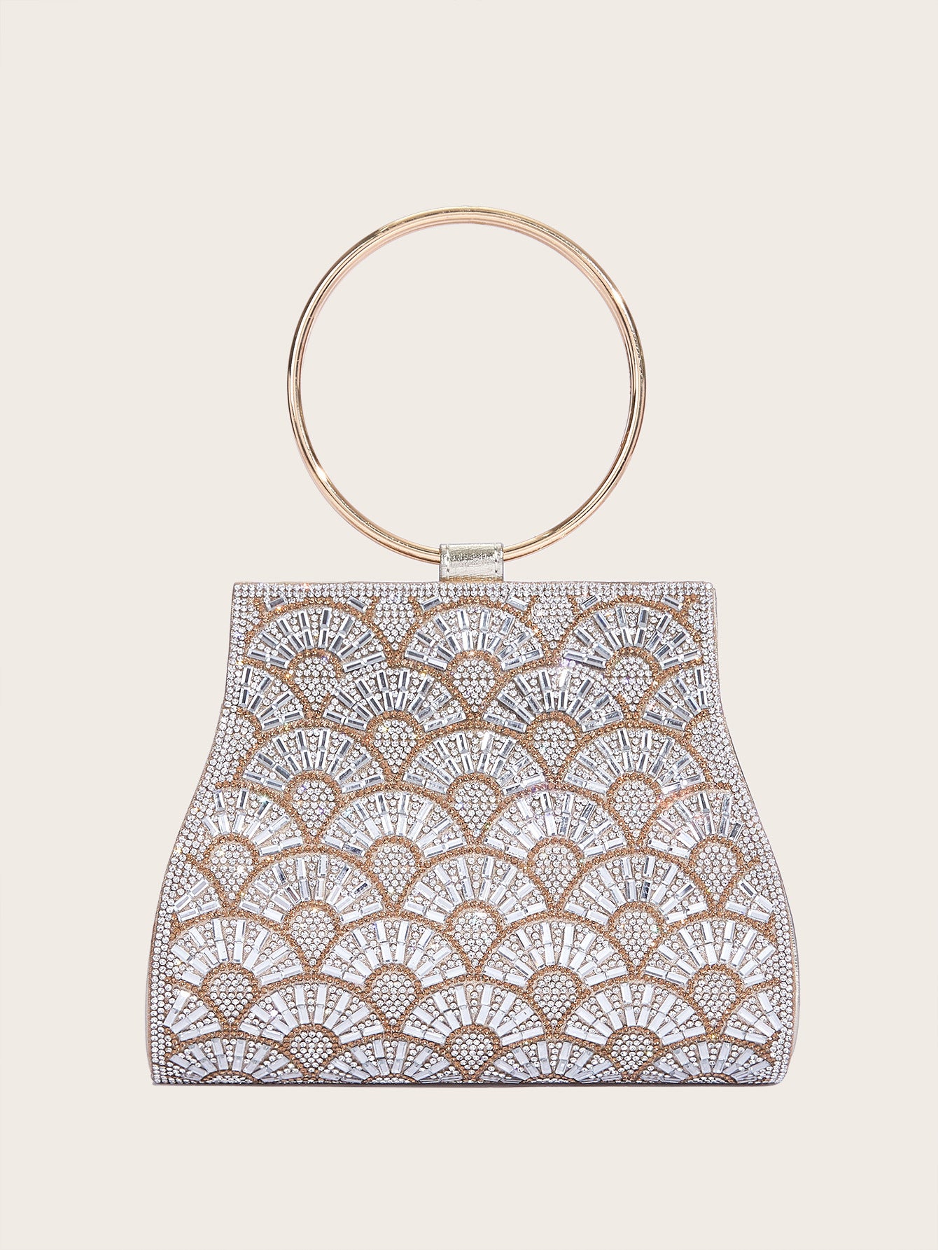 Inlaid With Diamond PU Chain Dinner Bag