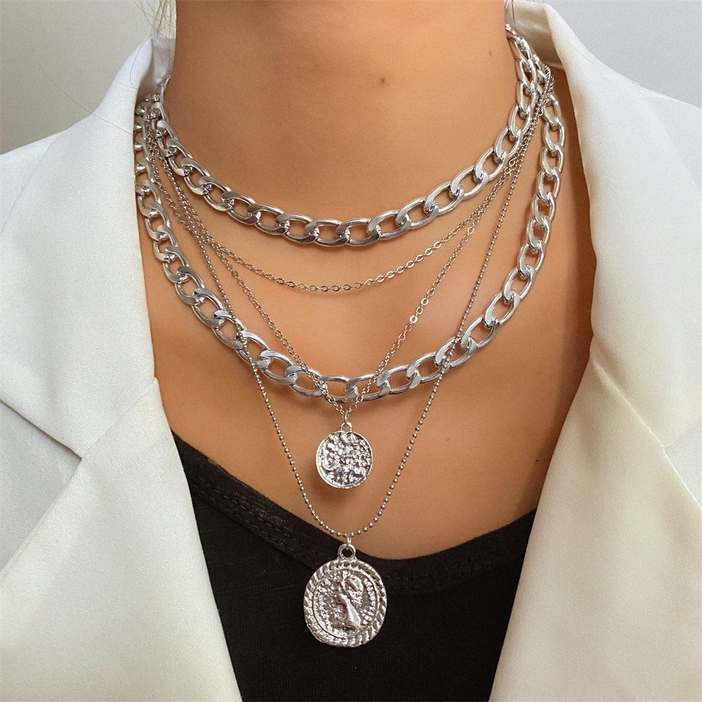 Multi-layer Round Plate Pendant Necklace
