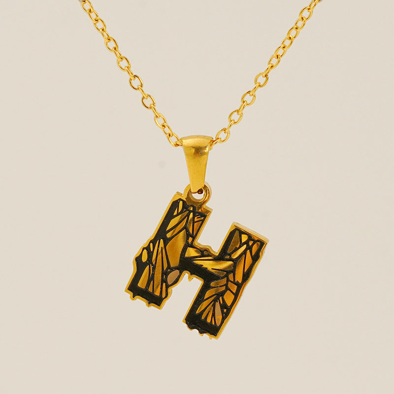 Letter Necklace Titanium Steel No Fading