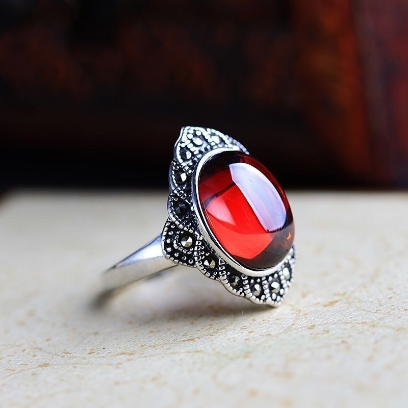 Ring Red Jade Retro Ring