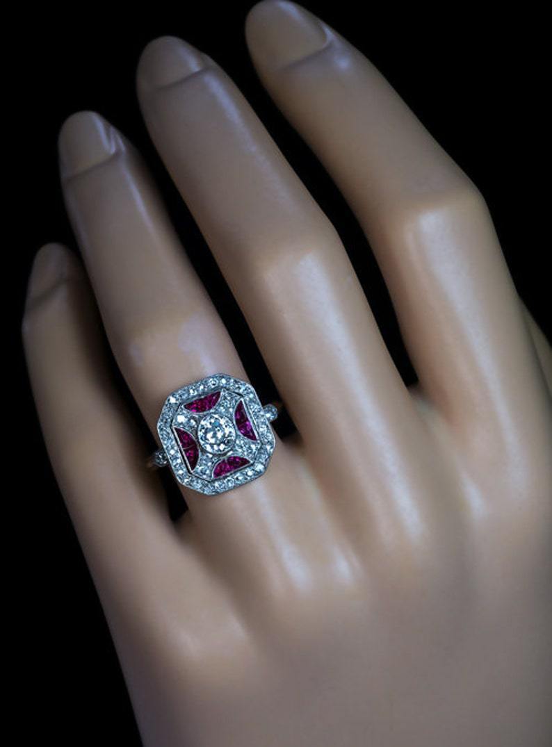 New Copper Inlaid Zircon Rose Red Rose Gold Two-tone Women's Ring
