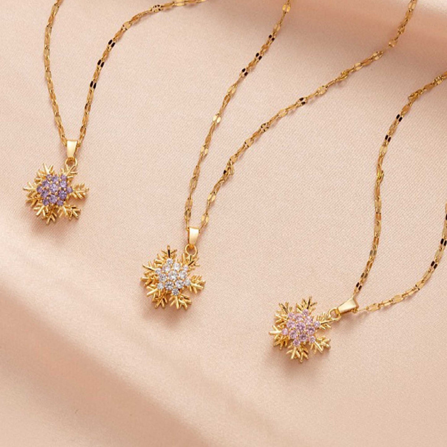 Korean-style Simple Snowflake Rotating Necklace Pendant