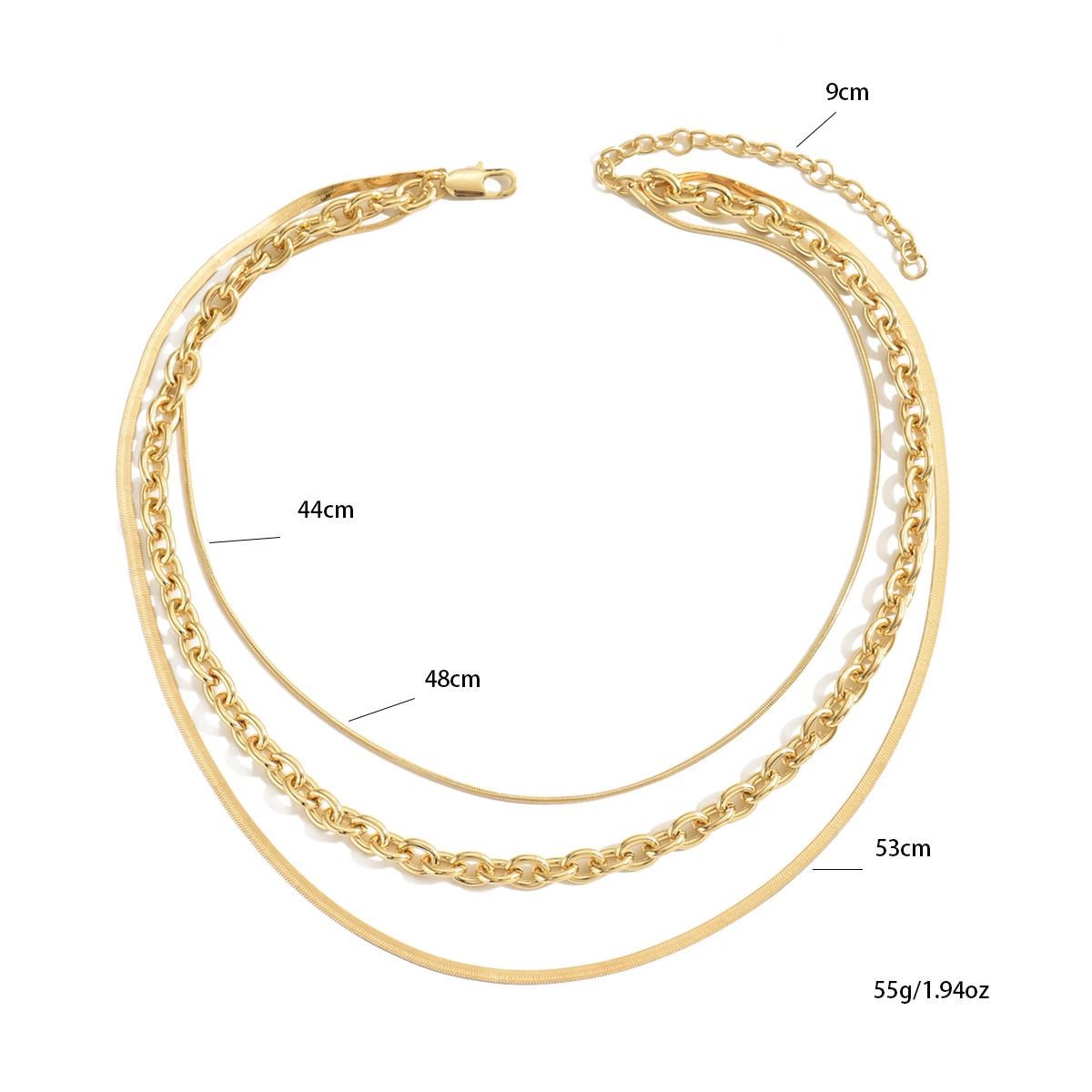 Stylish Gold Layered Chain Necklace Set