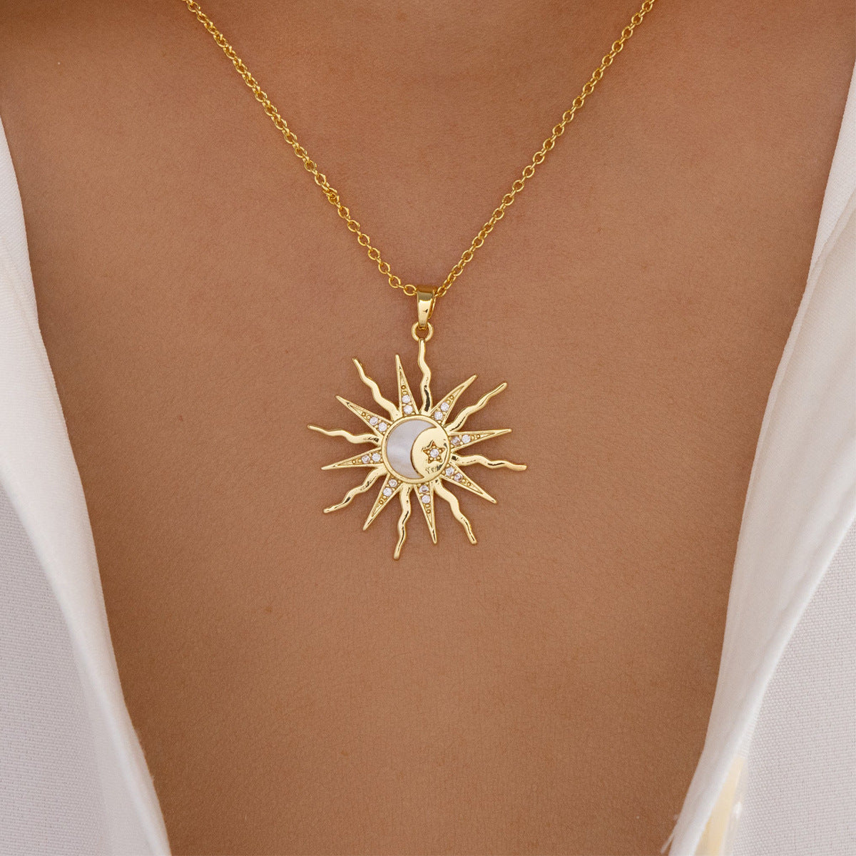 Alloy Moon Pendant Niche Sun Necklace