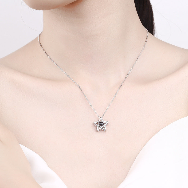 S925 Silver Five-pointed Star Diamond Simple Clavicle Necklace