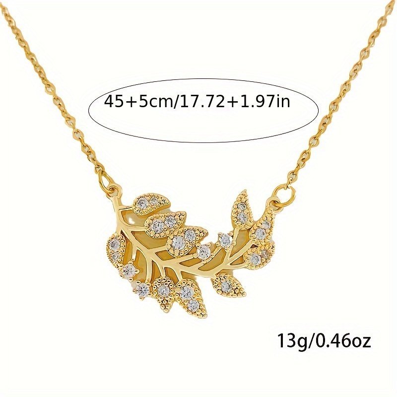 Necklace With Leaves And Diamond Zircon Clavicle