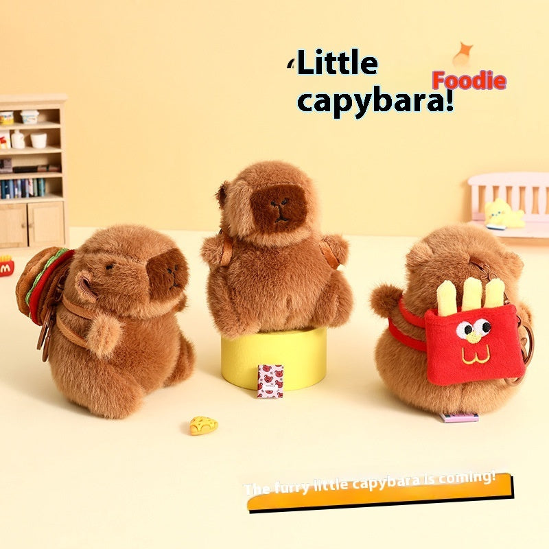 Cute Cartoon Plush Foodie Small Capybara Creative Keychain