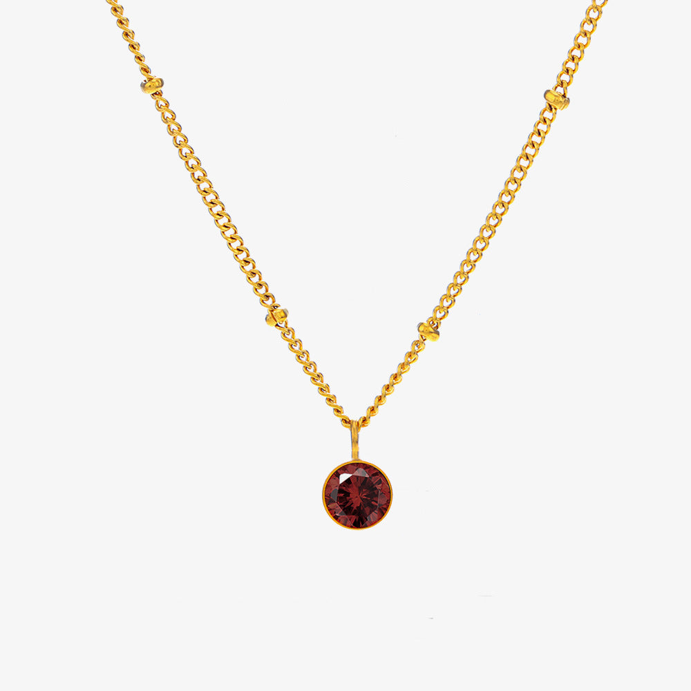 Birth Stones Titanium Steel Necklace