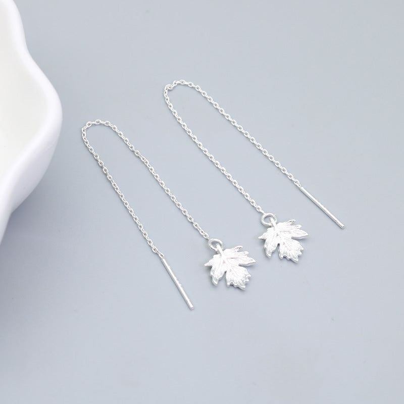 Maple Leaf Tassel Hanging Earrings