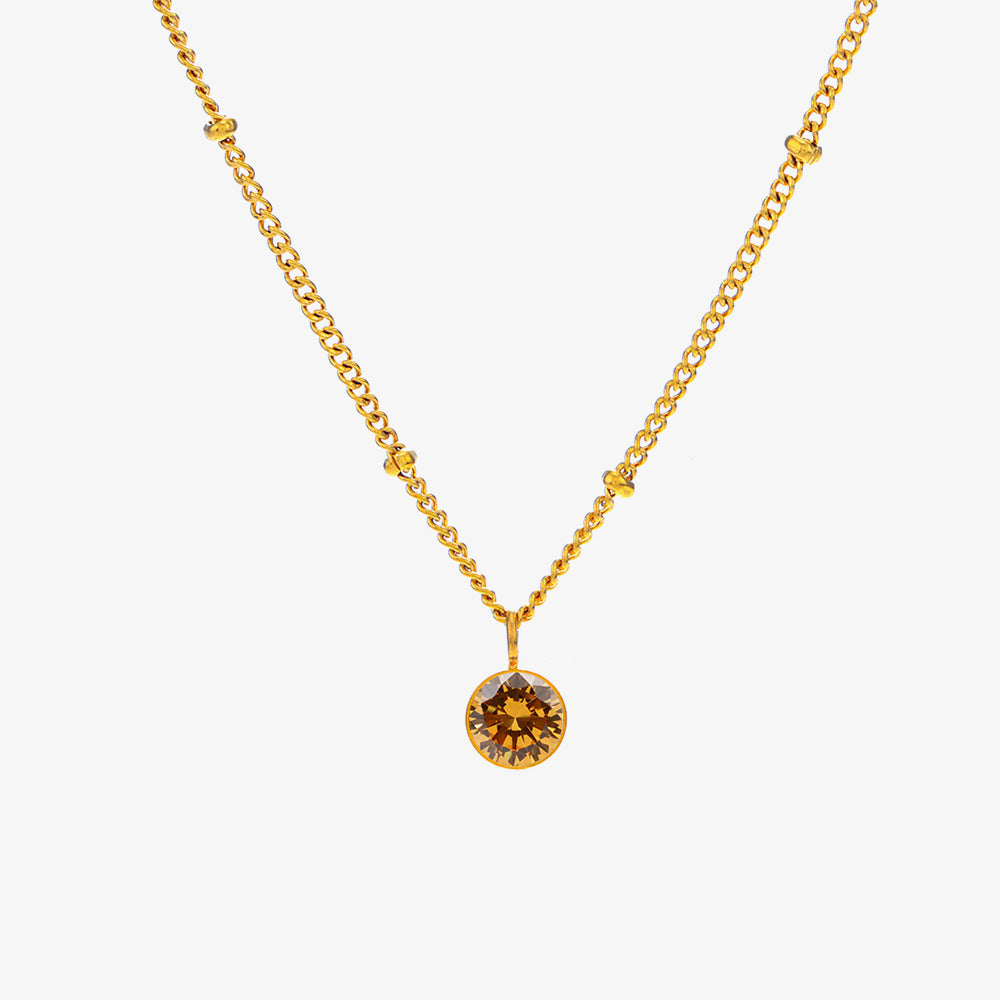Birth Stones Titanium Steel Necklace