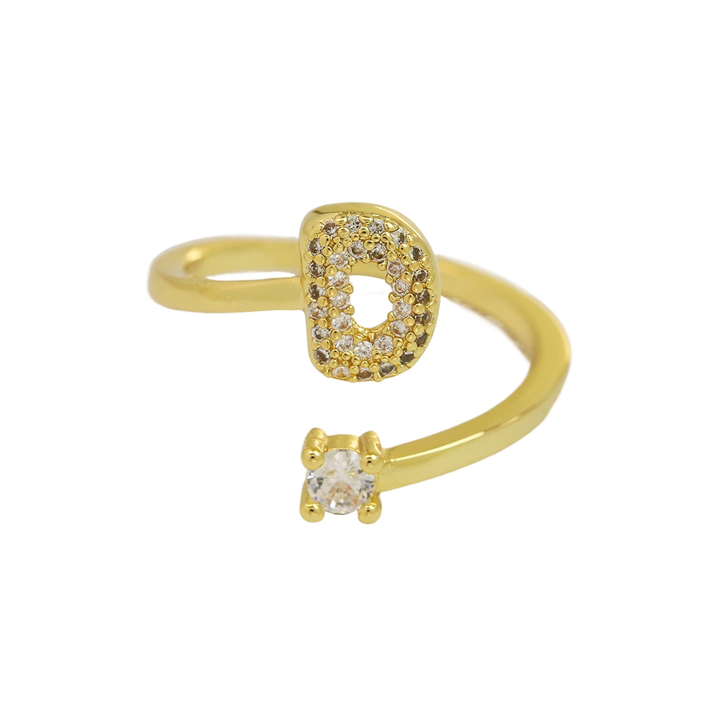 Cute 26 English Letters Open Adjustable Personality Ring