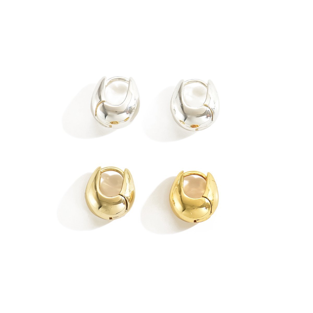 Elegant Gold And Silver Stud Earrings Set