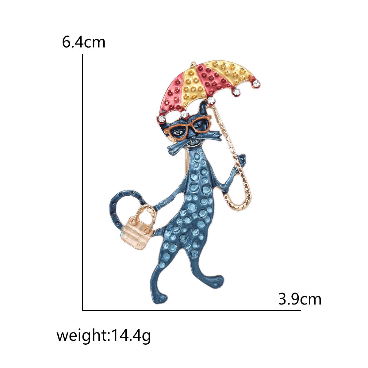 Alloy Dripping Kitten Umbrella Brooch