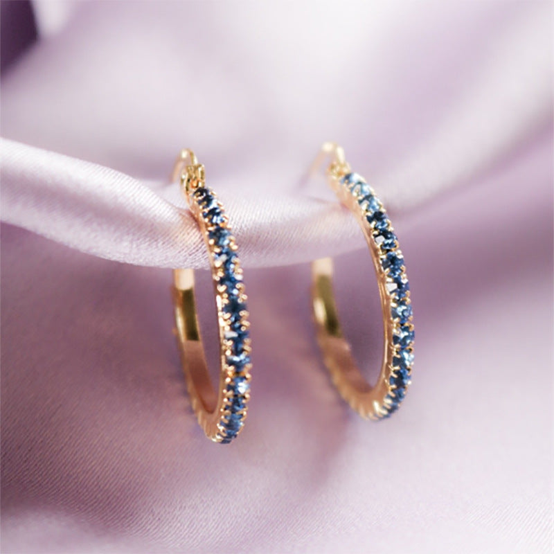 Finely Inlaid Hoop Earrings