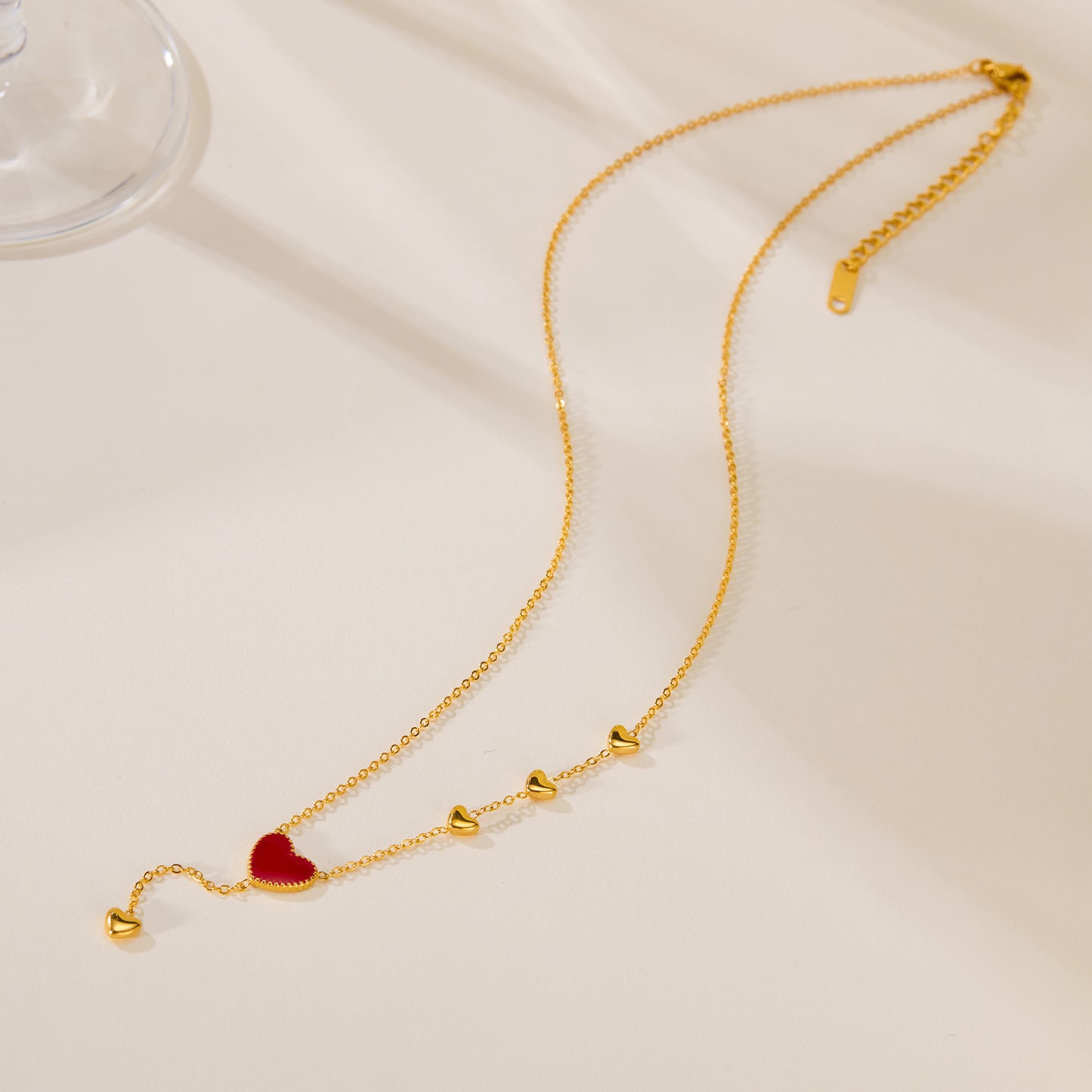 Female Niche Design Red Dripping Heart Necklace