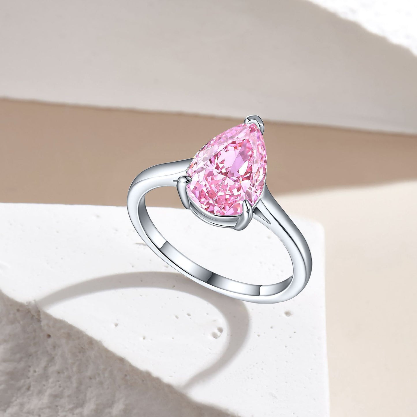 High-end S925 Sterling Silver 4ct Drop-shaped Ice Flower Cut Ring 812 Colored Gems High Carbon Diamond Women's Ring