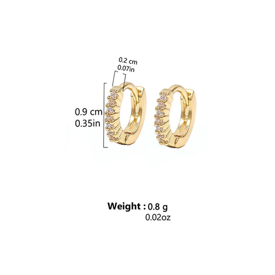 Integrated Rhinestone Zircon Niche Gang Drill Simple Earrings