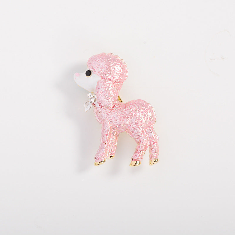 2PCS Personalized Cute Enamel Alloy Poodle Brooch