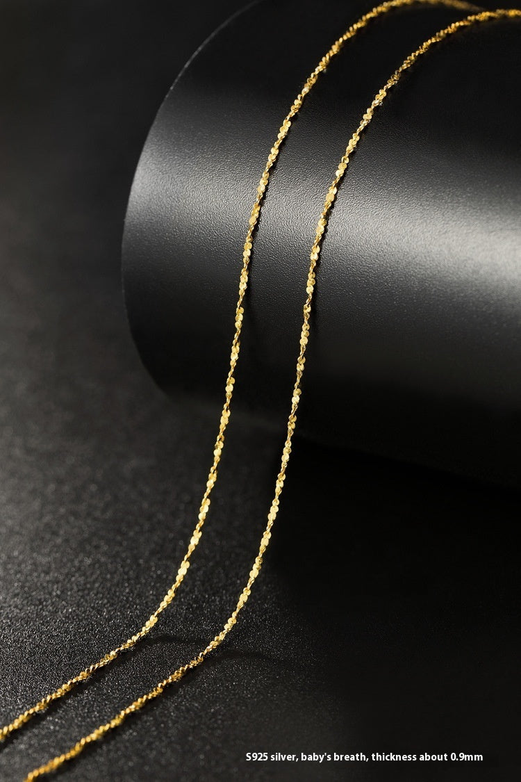 Pure Color Silver Necklace Clavicle Chain