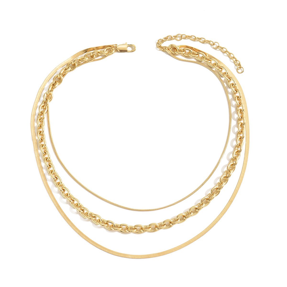 Stylish Gold Layered Chain Necklace Set
