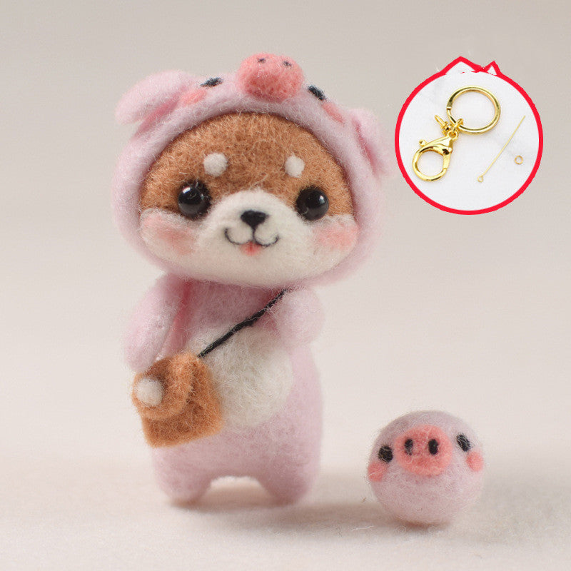 Wool Felt Poke Poke Handmade Diy Cat Material Bag Keychain