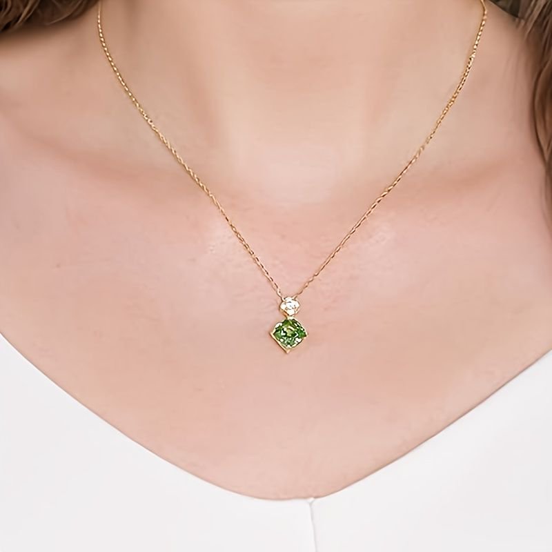 Sterling Silver 925 Birthstone Necklace 14K Gold Plated Lucky Clover Pendant Necklace
