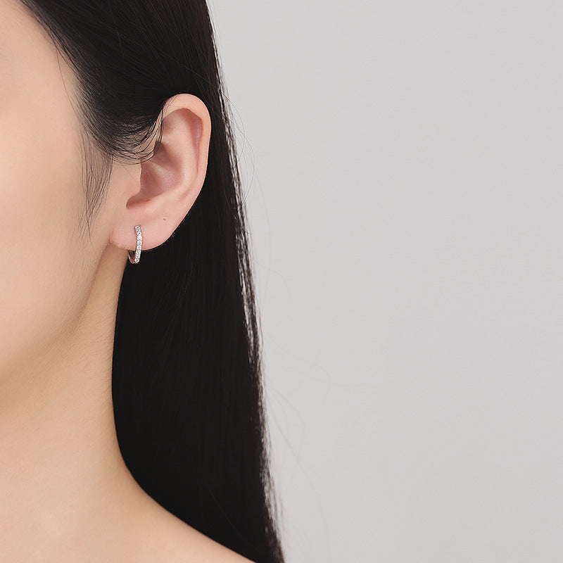 S925 Sterling Silver Simple Fashionable All-match Temperament Gang Drill Earrings
