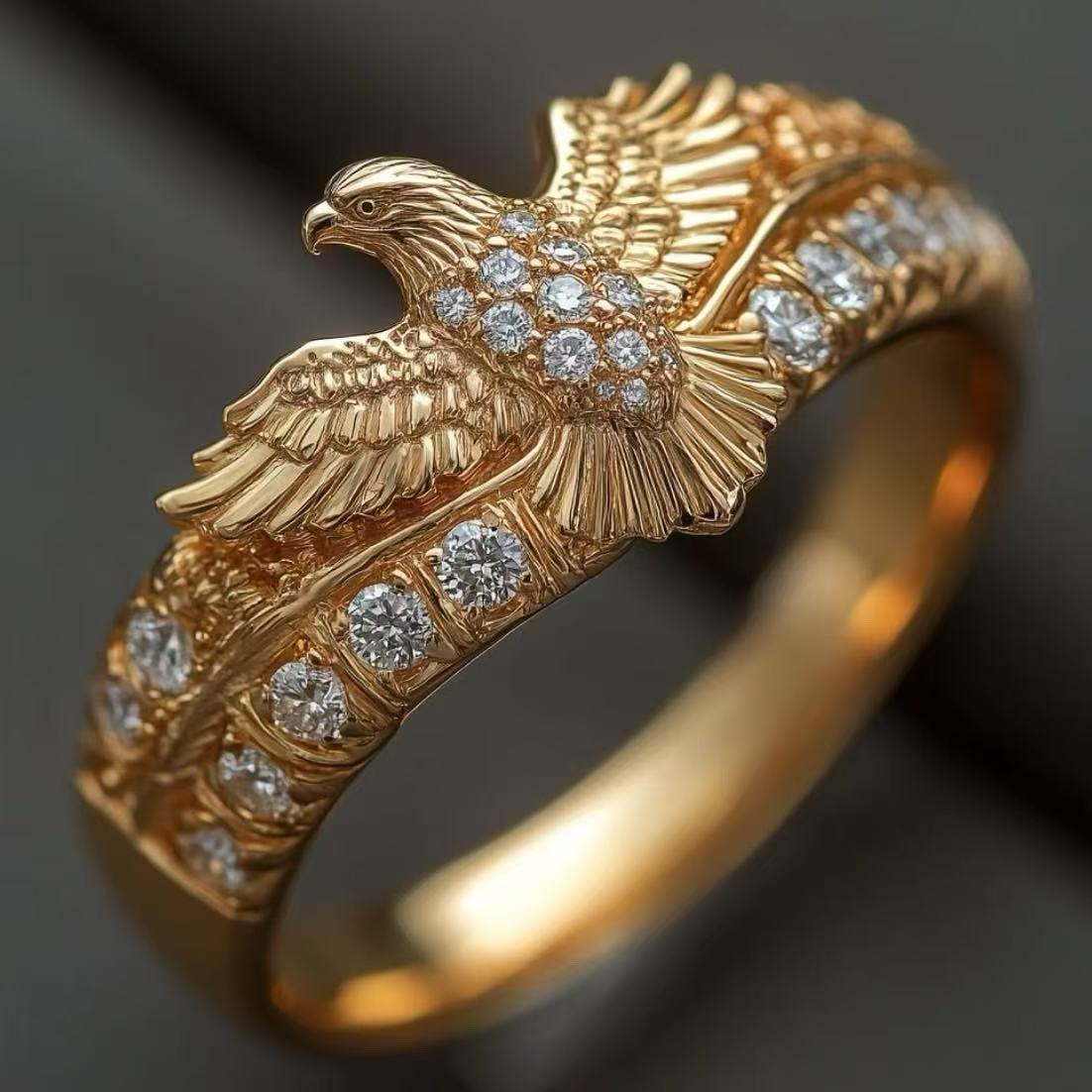 Golden Eagle-wing Ring, Minimalist And Versatile