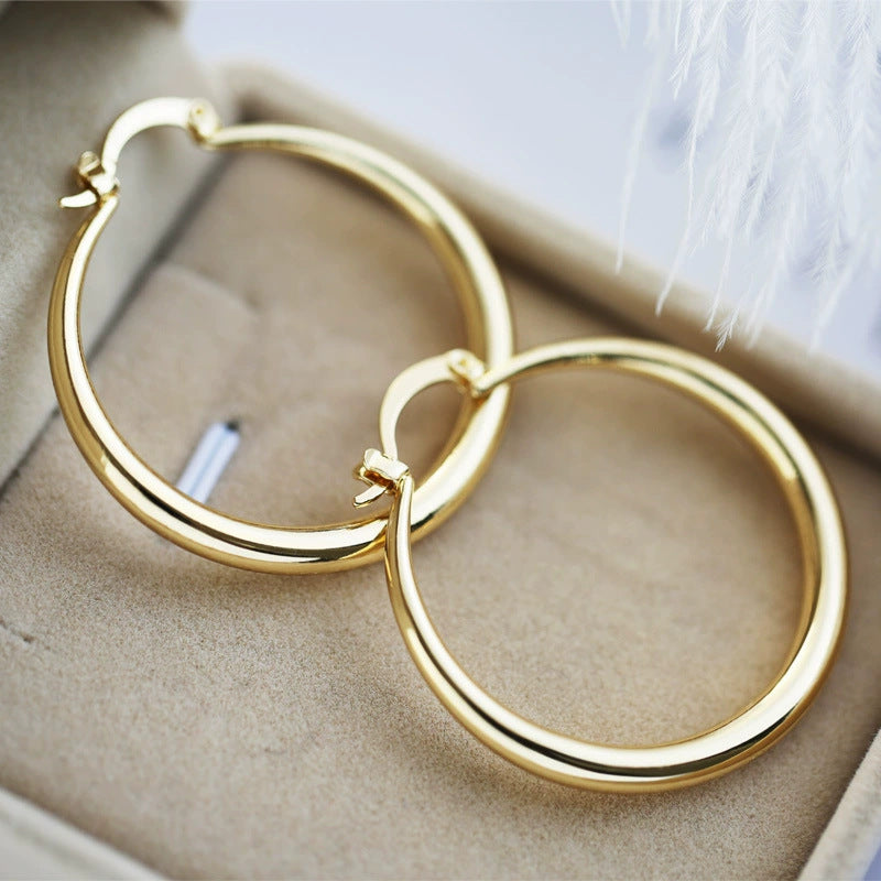 Simple Glossy Big Circle Hoop Earrings