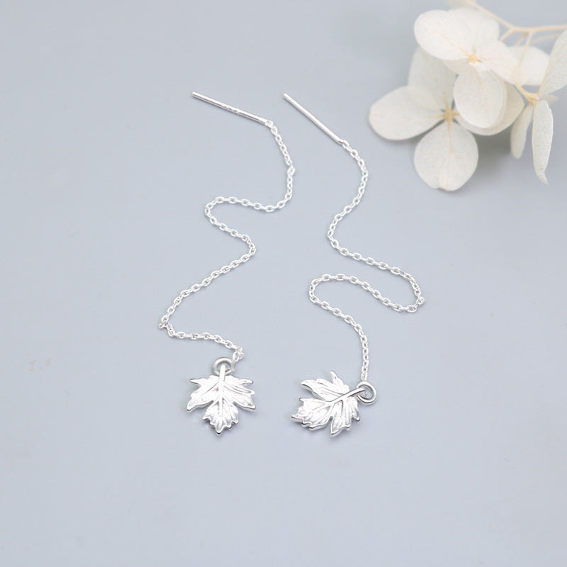 Maple Leaf Tassel Hanging Earrings