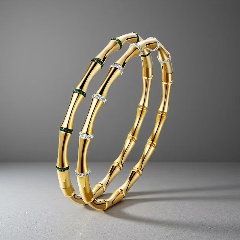 Stainless Steel Colorfast Handmade Colored Bamboo Bracelet