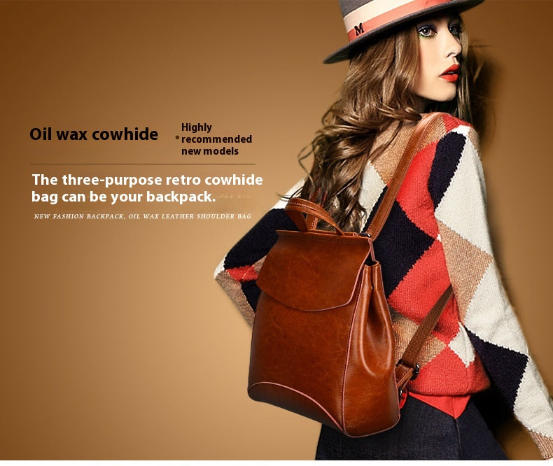 Versatile Cowhide Women's Multifunctional Leather Backpack