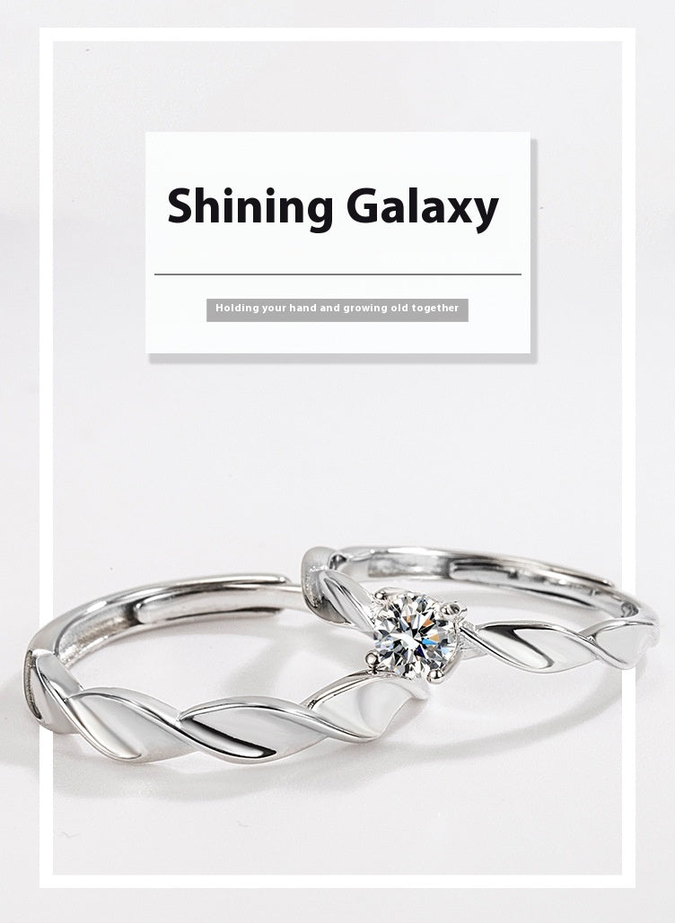 S925 Sterling Silver Love Couple Ring