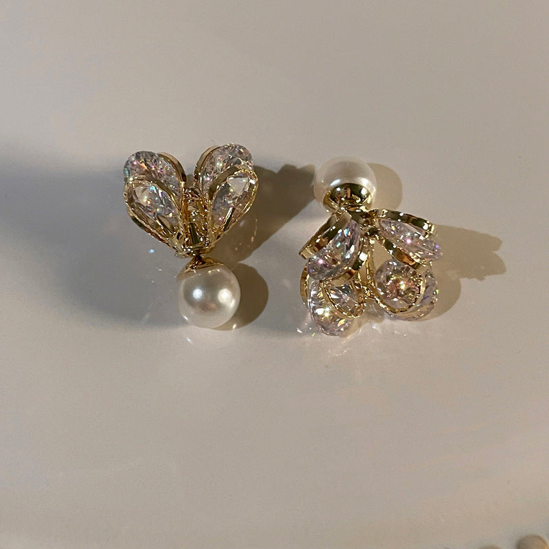 Fashion Personalized Zircon Heart Pearl Earrings