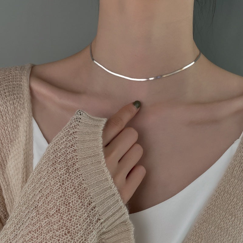 925 Sterling Silver Snake Bone Necklace