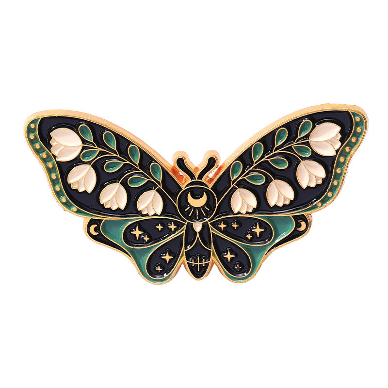 Cartoon Cute Moth Butterfly Insect Golden M Badge Biology Subject Student Bag Ornament Brooch Accessories