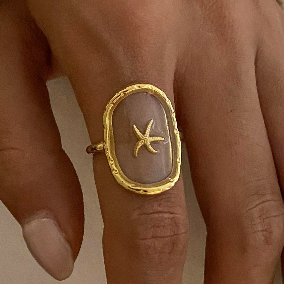Stainless Steel Starfish Open Ring High Sense