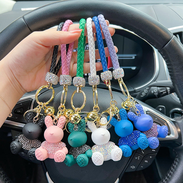 Cute Cartoon Diamond Rabbit Car Key Ring