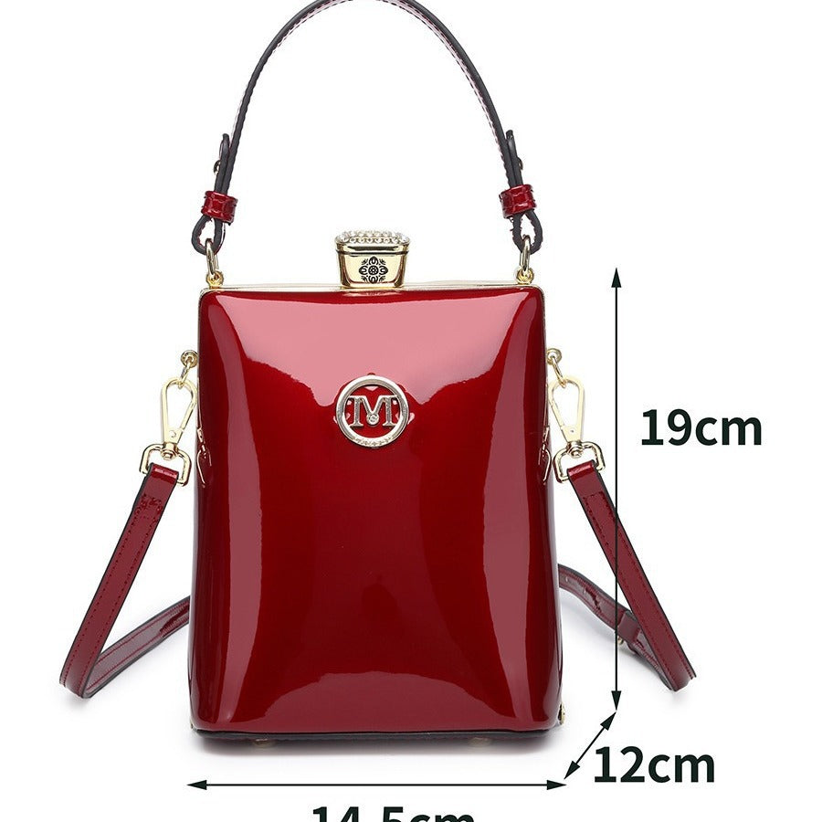 Patent Leather Glossy One Shoulder Can Be Crossbody Bag