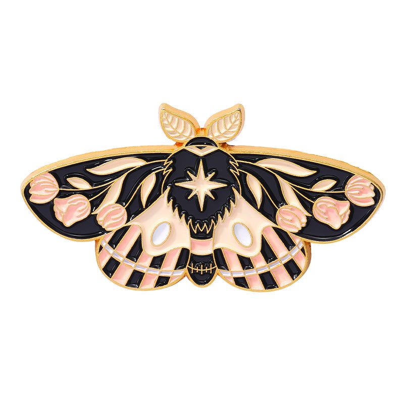 Cartoon Cute Moth Butterfly Insect Golden M Badge Biology Subject Student Bag Ornament Brooch Accessories