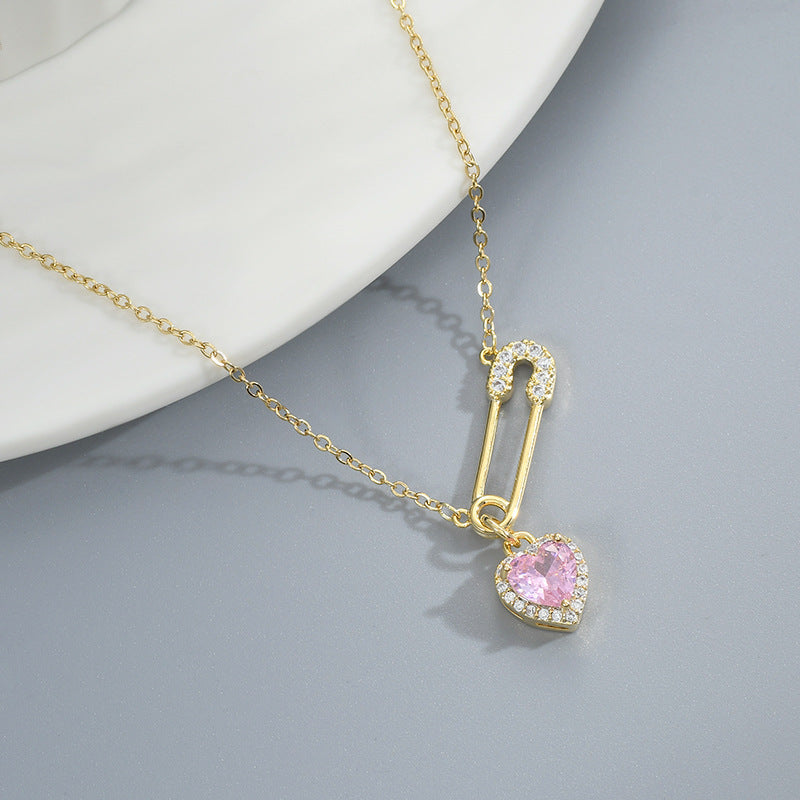 Real Gold Plating Inlaid Zircon Temperament Clavicle Chain Necklace