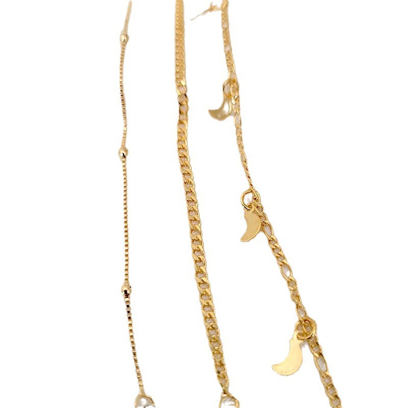 Stylish Women's Simple Personality Multi-layer Anklet Suit